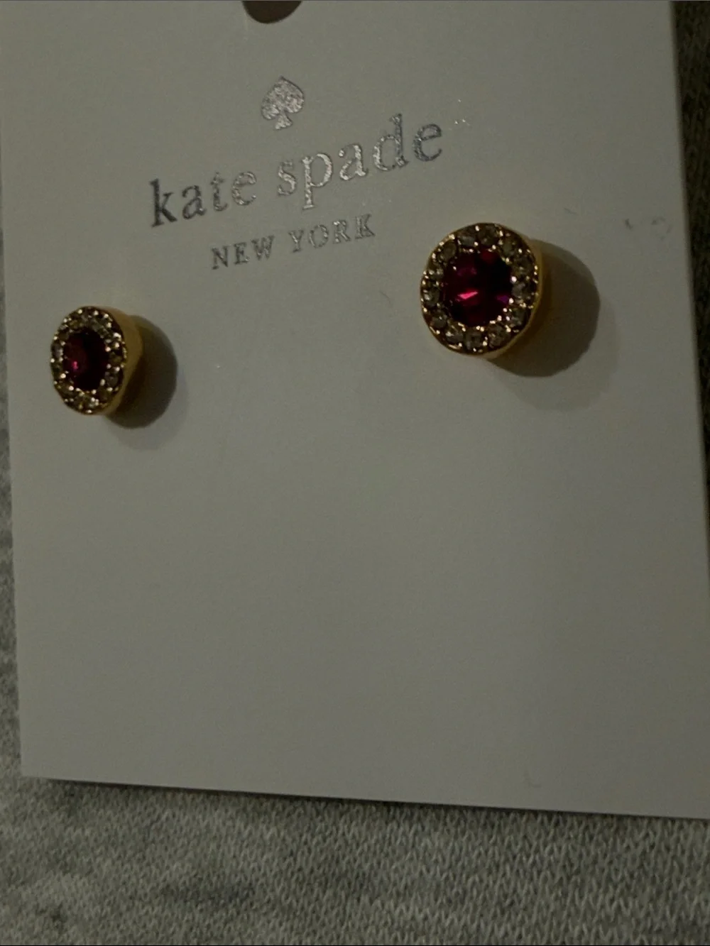 kate spade You're A Gem Fuchsia Pave Halo Studs/NWT
